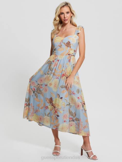 GUESS vestido midi susana mujer 0P8X451 flor de durazno vestir