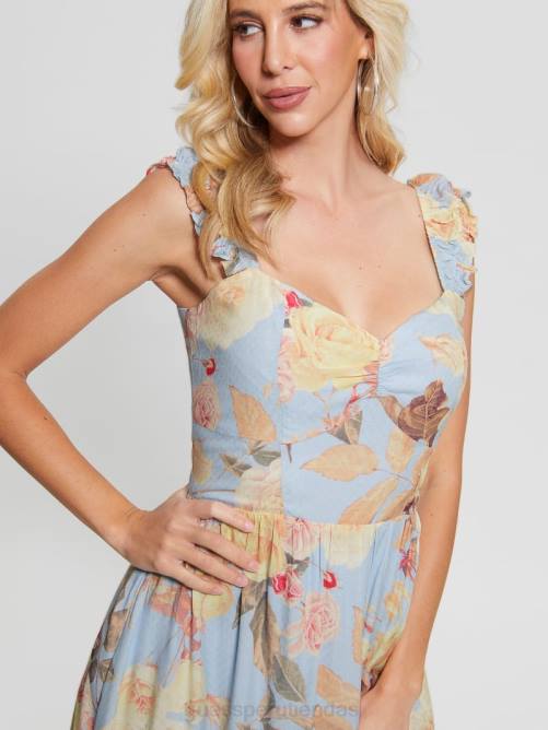 GUESS vestido midi susana mujer 0P8X451 flor de durazno vestir