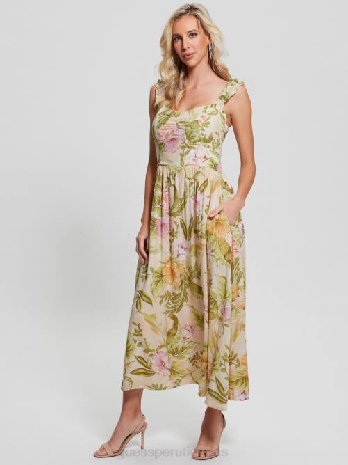 GUESS vestido midi susana mujer 0P8X685 hibisco reliquia vestir