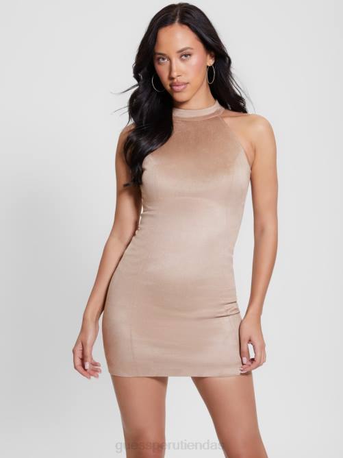 GUESS vestido naomi de ante sintético mujer 0P8X299 arcilla de verano vestir