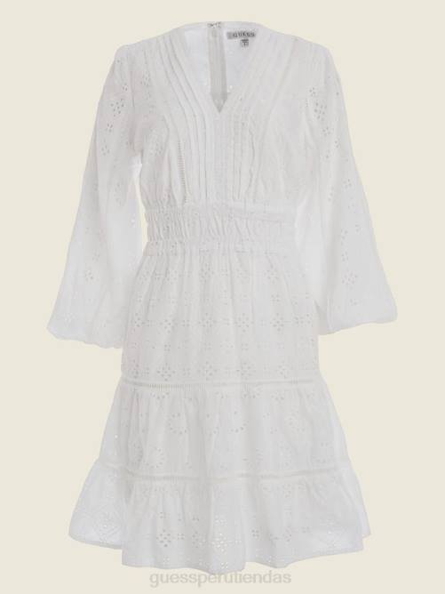 GUESS vestido naya con ojales mujer 0P8X862 blanco puro vestir