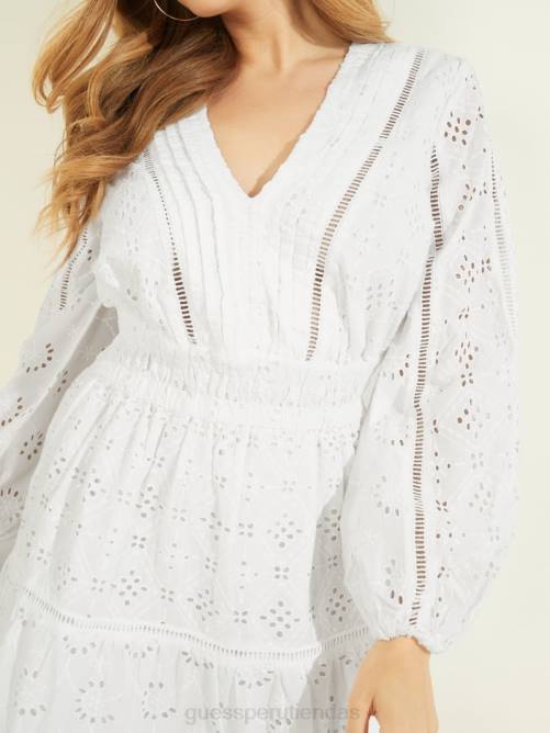 GUESS vestido naya con ojales mujer 0P8X862 blanco puro vestir