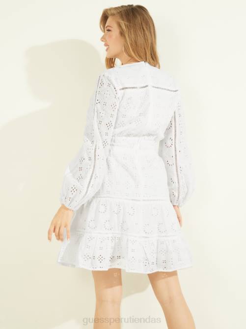 GUESS vestido naya con ojales mujer 0P8X862 blanco puro vestir