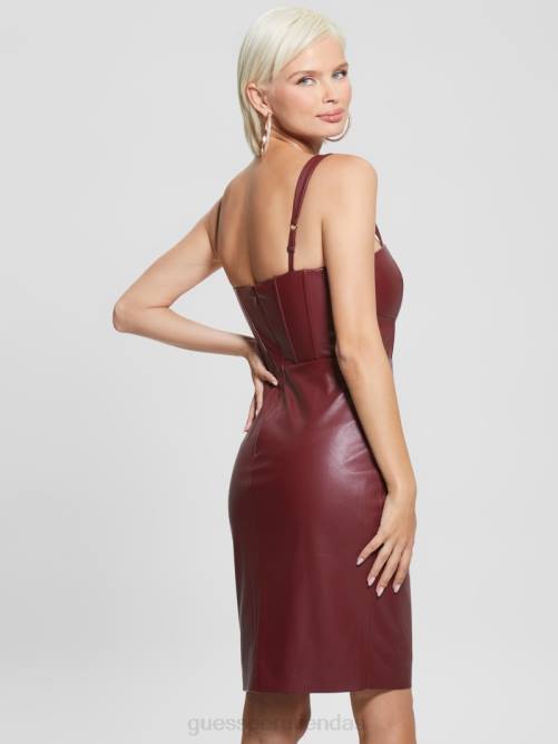 GUESS vestido reid de piel sintética mujer 0P8X730 vino místico multi vestir