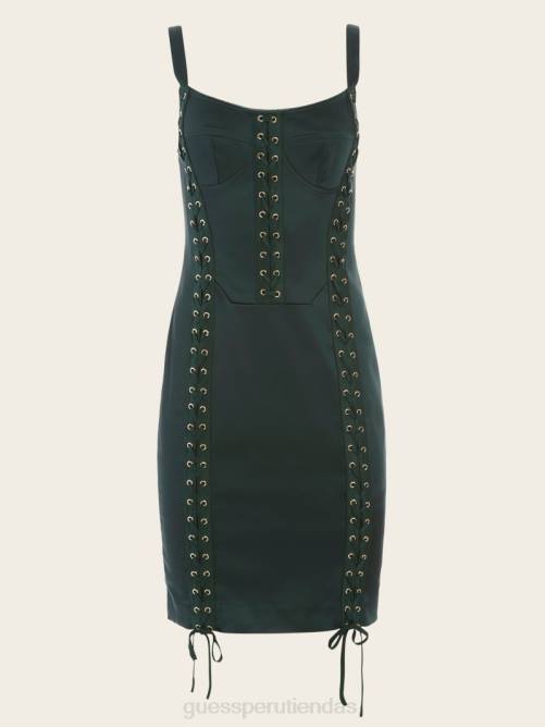 GUESS vestido renacentista con cordones mujer 0P8X581 chenilla verde vestir