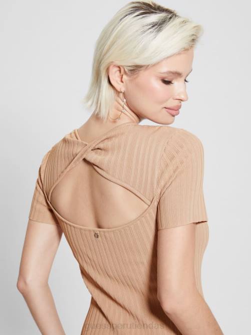 GUESS vestido suéter ana mujer 0P8X582 bronceado caqui vestir