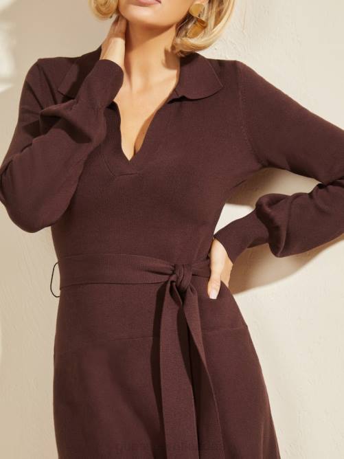 GUESS vestido suéter brooklyn mujer 0P8X853 caoba vestir