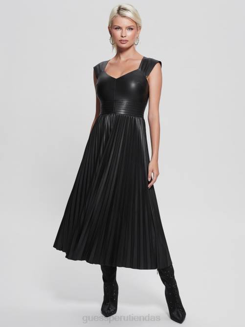 GUESS vestido teri de piel sintética mujer 0P8X645 negro azabache multicolor vestir