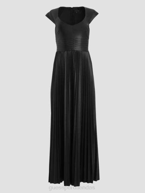 GUESS vestido teri de piel sintética mujer 0P8X645 negro azabache multicolor vestir