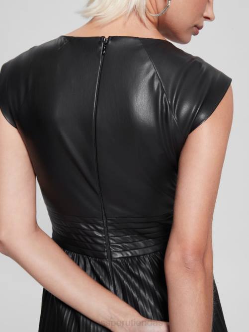 GUESS vestido teri de piel sintética mujer 0P8X645 negro azabache multicolor vestir