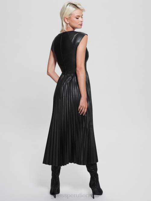 GUESS vestido teri de piel sintética mujer 0P8X645 negro azabache multicolor vestir