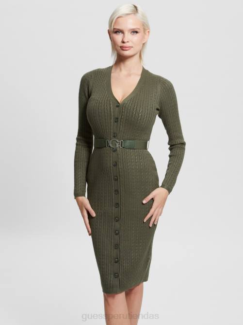 GUESS vestido tipo cárdigan eco lena mujer 0P8X827 bosque espeluznante vestir