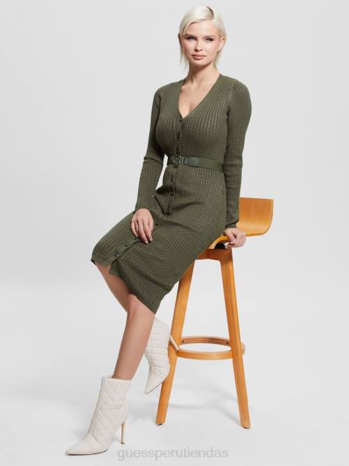 GUESS vestido tipo cárdigan eco lena mujer 0P8X827 bosque espeluznante vestir