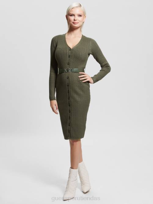 GUESS vestido tipo cárdigan eco lena mujer 0P8X827 bosque espeluznante vestir