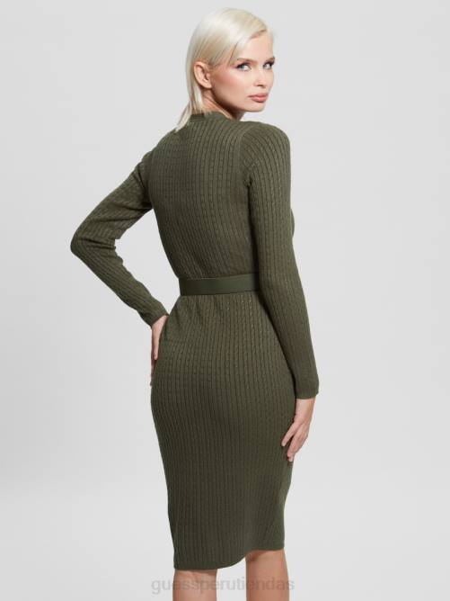 GUESS vestido tipo cárdigan eco lena mujer 0P8X827 bosque espeluznante vestir