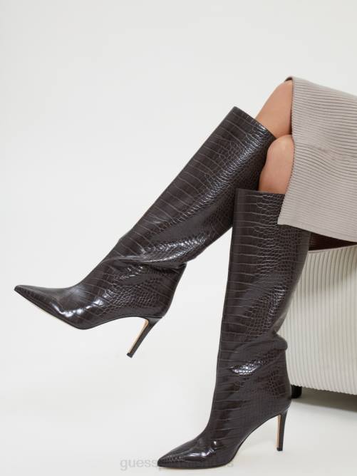 GUESS botas altas Dayton de piel sintética mujer 0P8X3523 marron oscuro calzado