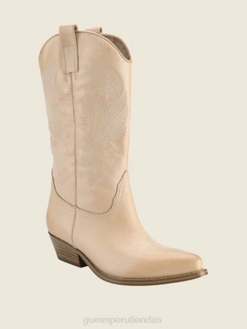 GUESS botas vaqueras de cuero galen mujer 0P8X3509 medio natural 101 calzado