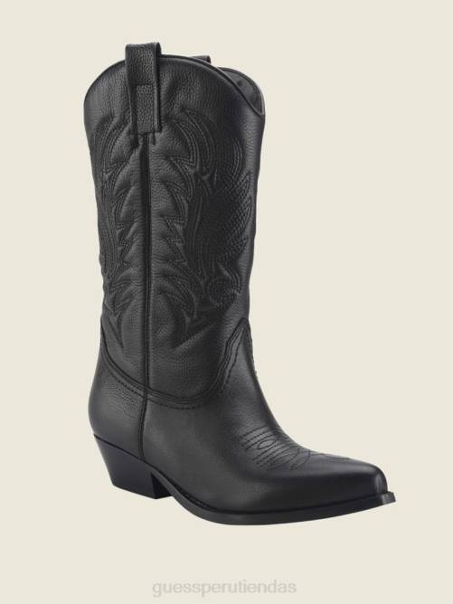GUESS botas vaqueras de cuero galen mujer 0P8X3536 negro calzado