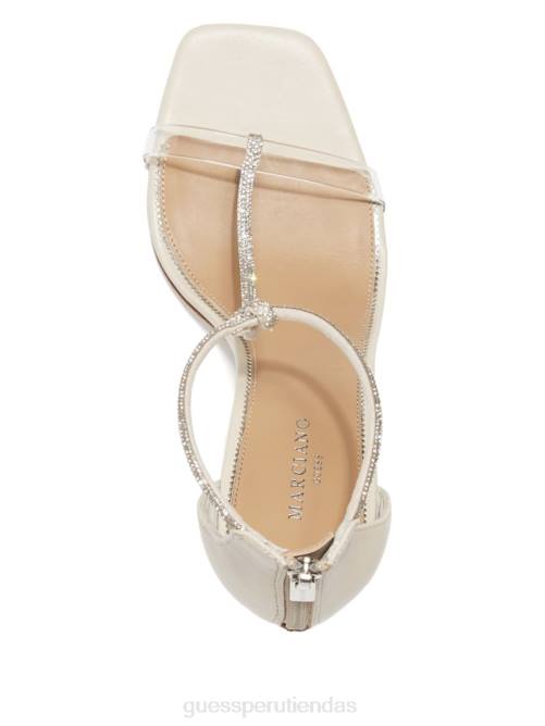 GUESS Sandalia Olivia con tira en T y tacón de aguja con diamantes de imitación mujer 0P8X3450 papel calzado