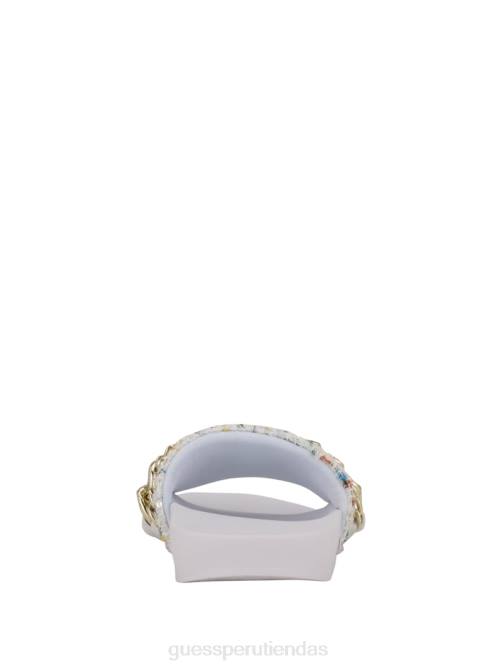 GUESS chanclas para piscina salema de tweed con cadena mujer 0P8X3504 panna calzado