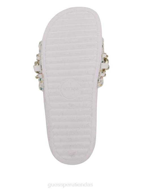 GUESS chanclas para piscina salema de tweed con cadena mujer 0P8X3504 panna calzado