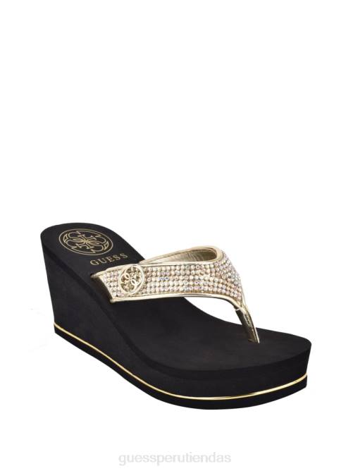 GUESS chanclas sarraly con cuña y logo mujer 0P8X3479 oro múltiple calzado