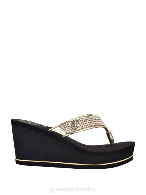 GUESS chanclas sarraly con cuña y logo mujer 0P8X3479 oro múltiple calzado