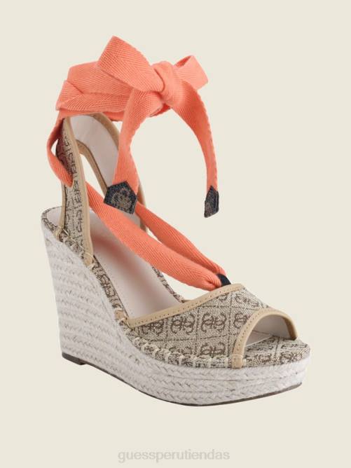 GUESS cuñas alpargatas con lazo halona mujer 0P8X3447 marrón medio calzado