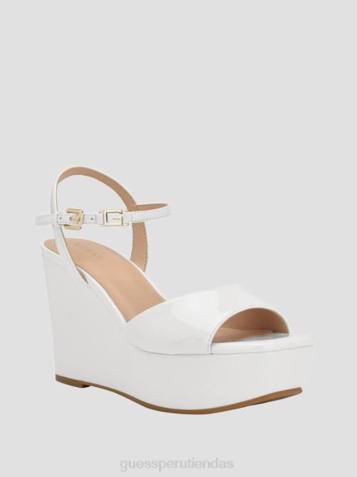 GUESS cuñas de charol zione mujer 0P8X3474 blanco floral calzado