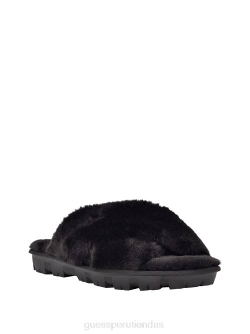 GUESS pantuflas de pelo entrecruzadas mujer 0P8X3488 tela negra calzado