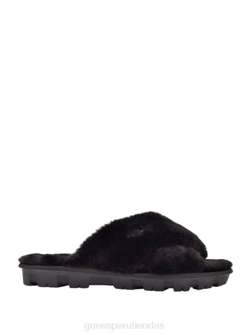 GUESS pantuflas de pelo entrecruzadas mujer 0P8X3488 tela negra calzado