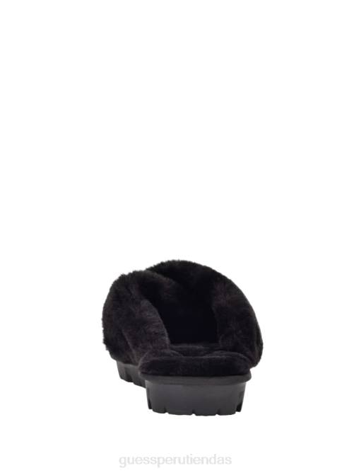 GUESS pantuflas de pelo entrecruzadas mujer 0P8X3488 tela negra calzado