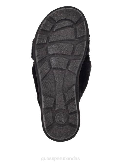 GUESS pantuflas de pelo entrecruzadas mujer 0P8X3488 tela negra calzado