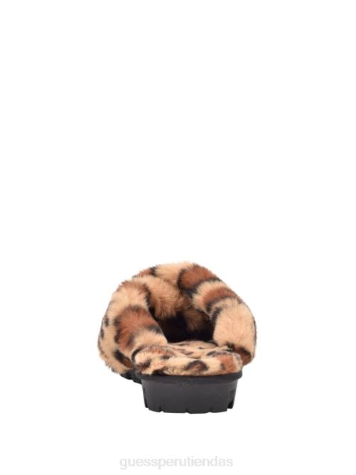GUESS pantuflas de pelo entrecruzadas mujer 0P8X3497 multi tela marrón calzado
