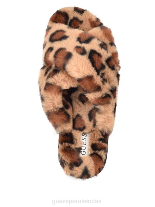 GUESS pantuflas de pelo entrecruzadas mujer 0P8X3497 multi tela marrón calzado