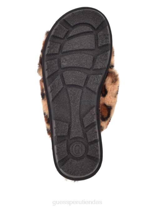 GUESS pantuflas de pelo entrecruzadas mujer 0P8X3497 multi tela marrón calzado