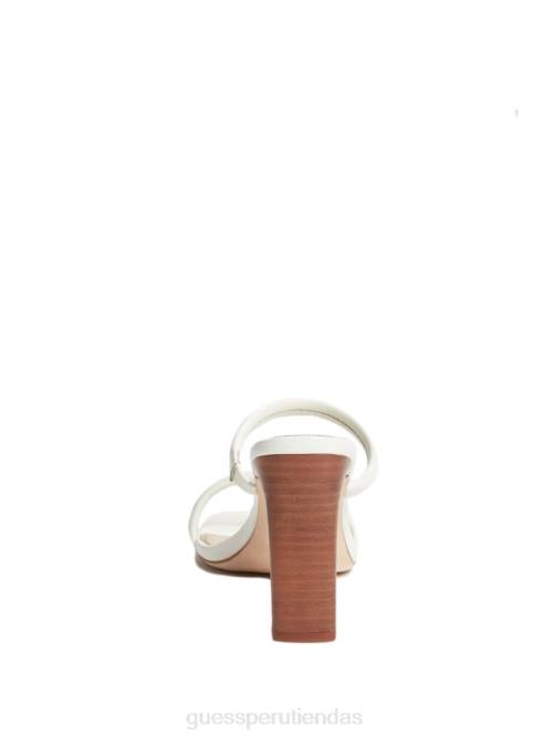 GUESS sandalia con doble correa de piel perla mujer 0P8X3417 Marfil calzado