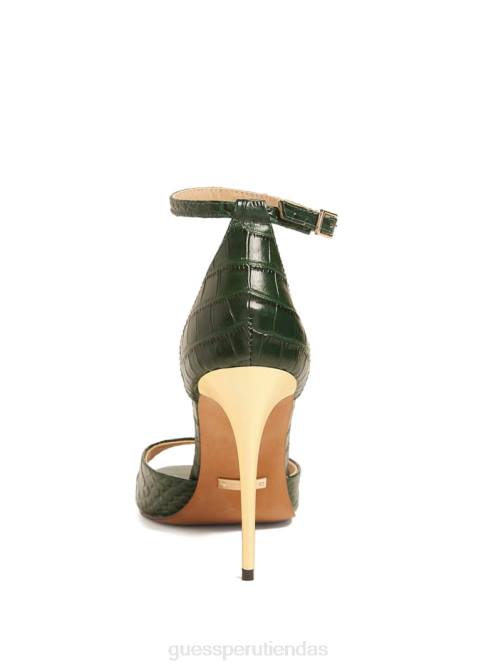 GUESS sandalia con tacón y punta abierta mujer 0P8X3420 cocodrilo verde calzado