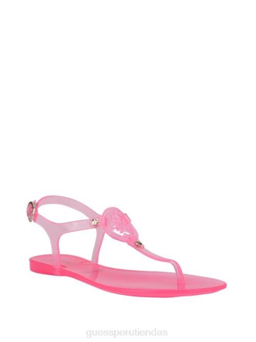 GUESS sandalia janica jelly con tira en T mujer 0P8X3494 Rosa claro calzado