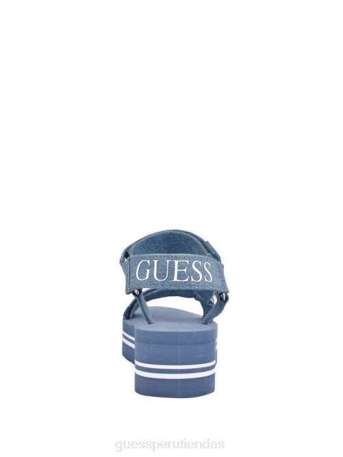GUESS sandalias avin con plataforma y tira con logo mujer 0P8X3493 tela azul medio calzado