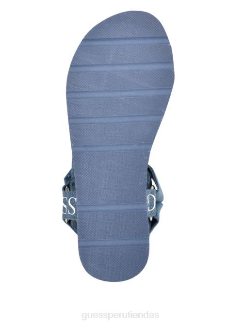 GUESS sandalias avin con plataforma y tira con logo mujer 0P8X3493 tela azul medio calzado