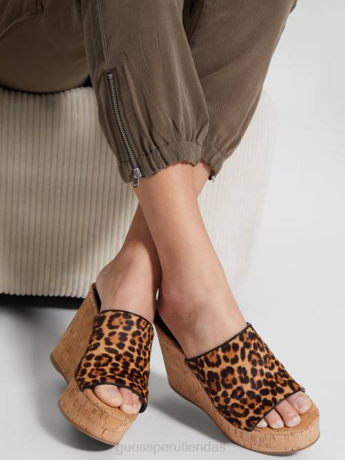 GUESS sandalias cuña yenise mujer 0P8X3464 marrón medio calzado