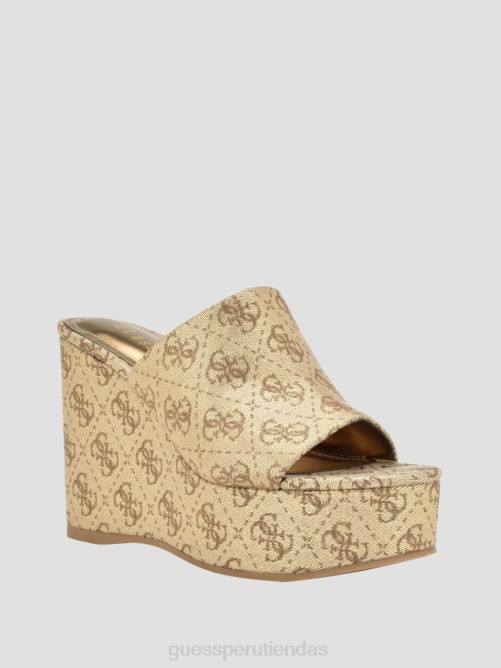 GUESS sandalias cuña yenise mujer 0P8X3465 oro calzado