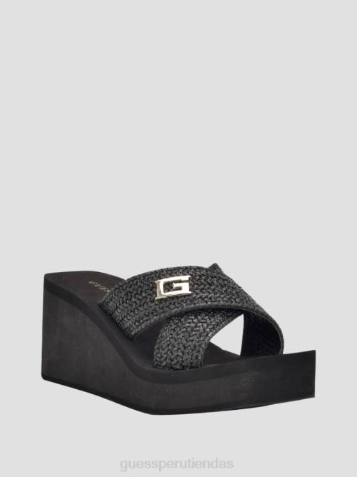 GUESS sandalias danvi con cuña trenzada mujer 0P8X3467 negro calzado