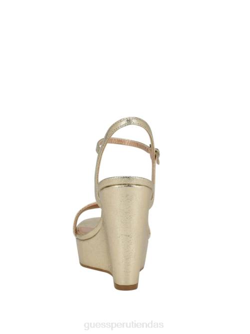 GUESS sandalias de cuña con G metalizadas brillantes Whimifa mujer 0P8X3468 oro calzado