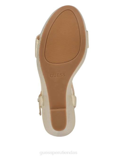 GUESS sandalias de cuña con G metalizadas brillantes Whimifa mujer 0P8X3468 oro calzado