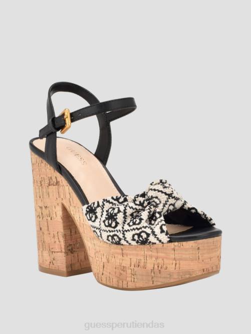 GUESS sandalias de tacón con plataforma y logo Yipster mujer 0P8X3410 negro calzado
