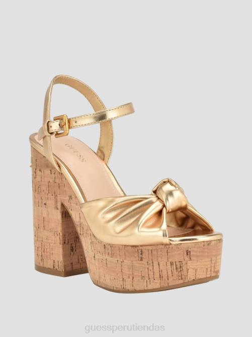 GUESS sandalias de tacón con plataforma yipster mujer 0P8X3459 oro calzado