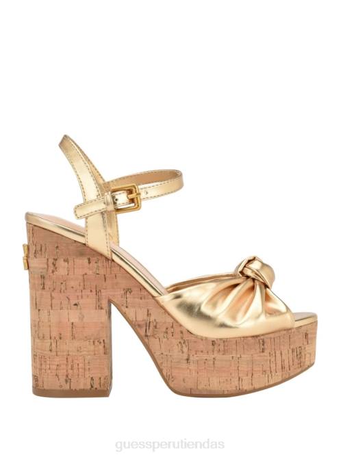 GUESS sandalias de tacón con plataforma yipster mujer 0P8X3459 oro calzado