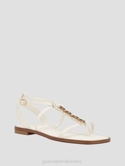 GUESS sandalias raima con cadena y eslabones mujer 0P8X3461 blanco floral calzado
